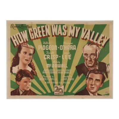 677. British Quad; 98.5 x 72 cm (38.75" x 28.5"), Very Fine- Linen-Backed; Unknown Artist ### HOW GREEN WAS MY VALLEY (1941)