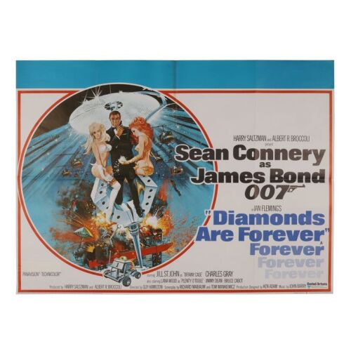 712. British Quad; 102 cm x 76 cm (40" x 30"), Very Fine- Folded; Robert McGinnis ### JAMES BOND: DIAMONDS ARE FOREVER (1971)