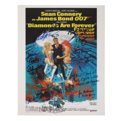 713. Guy Hamilton, Charles Gray, Lois Maxwell, Lana Wood, Jill St. John and Others-Autographed Reproduction Poster; 28 cm x 36 cm (11" x 14"), Robert McGinnis ### JAMES BOND: DIAMONDS ARE FOREVER (1971)