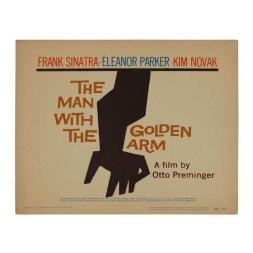 769. US Title Lobby Card; 36 x 28 cm (14" x 11"), Very Fine+ Unfolded; Saul Bass ### MAN WITH THE GOLDEN ARM, THE (1955)