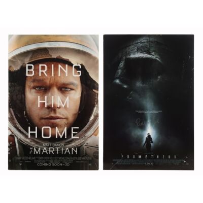 772. Two Ridley Scott-Autographed US One-Sheets; 69 x 102 cm (27" x 40"), Very Good+ to Fine+ Mounted; Ignition, BLT Communications LLC ### MARTIAN, THE (2015) / PROMETHEUS (2012)