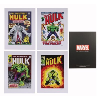 775. Set Of Four Limited Edition Stan Lee-Autographed The Incredible Hulk Comic Book Cover Prints; (each print): 76.75 x 56.25 cm (30.25" x 22"), Jack Kirby, Marie Severin and Frank Giacola, Herb Trimpe and John Severin, Mike Mignola and Steve Leialoha, 
