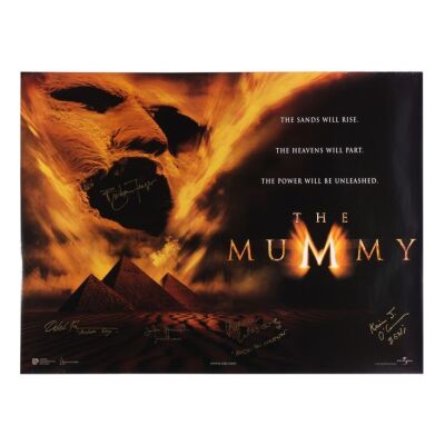 779. Brendan Fraser and Cast-Autographed British Quad; 102 cm x 76 cm (40" x 30"), Very Fine+ Rolled; ### MUMMY, THE (1999)