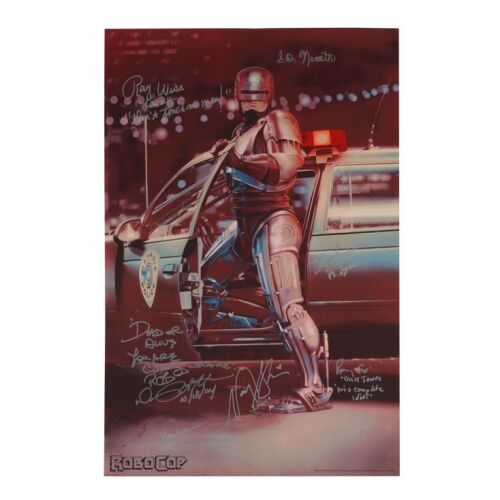 811. Peter Weller, Nancy Allen, Ray Wise, Ronny Cox, Sage Parker, S. D. Nemeth and Mark Carlton-Autographed Limited Edition Print; 61 x 91 cm (24" x 36"), Near Mint Rolled; Mike Bryan ### ROBOCOP (1987)