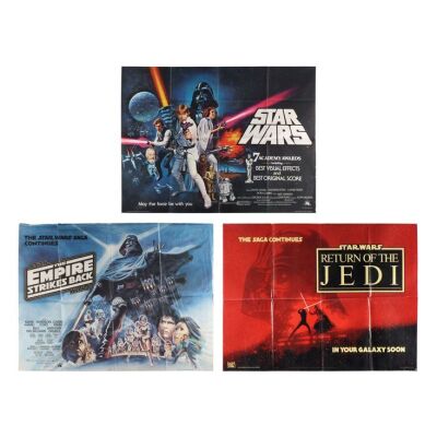 859. Three British Quads; 102 cm x 76 cm (40" x 30"), Fine to Very Fine+ Folded; Tom Chantrell, Tom Jung, Drew Struzan ### STAR WARS: ORIGINAL TRILOGY (1977-1983)