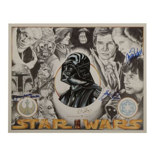 864. Carrie Fisher, James Earl Jones, Dave Prowse, Jeremy Bulloch and Femi Taylor-Autographed Limited Edition Print; 51 cm x 41 cm (20" x 16"), Very Fine Rolled; Rob Larson ### STAR WARS: ORIGINAL TRILOGY (1977-1983)