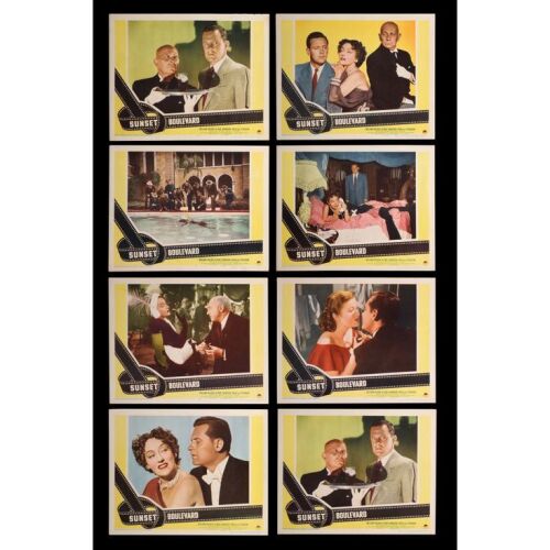 867. Eight US Lobby Cards; 36 cm x 28 cm (14" x 11"), Very Fine+ to Near Mint Flat; Unknown Artist ### SUNSET BOULEVARD (1950)