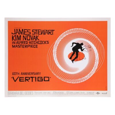 902. British Quad; 102 cm x 76 cm (40" x 30"), Near Mint Rolled; Saul Bass ### VERTIGO (1958)
