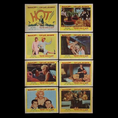 830. Set of Eight US Lobby Cards; All 36 x 28 cm (14" x 11"), Good- Unknown Artist ### SOME LIKE IT HOT (1959)