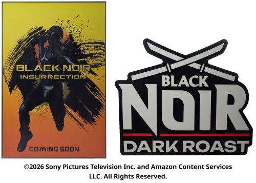 Lot #93: Black Noir Dark Roast Sign and Framed Movie Poster ### THE BOYS (T.V. SERIES, 2019 - 2026)