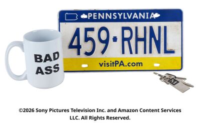 Lot #96: The Boys' Van License Plate, Car Keys and Mother's Milk's (M.M.) Mug ### THE BOYS (T.V. SERIES, 2019 - 2026)