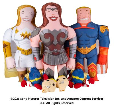 Lot #107: Set of Three Supe Plushies with Pair of Homelander Detached-head Stuffed Toys ### THE BOYS (T.V. SERIES, 2019 - 2026)