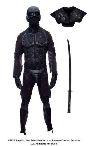 Lot #216: Black Noir's Screen-Matched Stunt Shrapnel Costume with Plastic Stunt Katana ### THE BOYS (T.V. SERIES, 2019 - 2026)