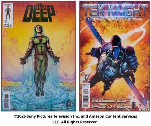 Lot #101: Pair of The Deep and Tek Knight Framed Posters ### THE BOYS (T.V. SERIES, 2019 - 2026)