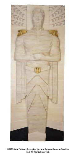 Lot #294: Homelander Screen-Matched Vought Tower Oversized Conference Room Entryway Wall Display ### THE BOYS (T.V. SERIES, 2019 - 2026)