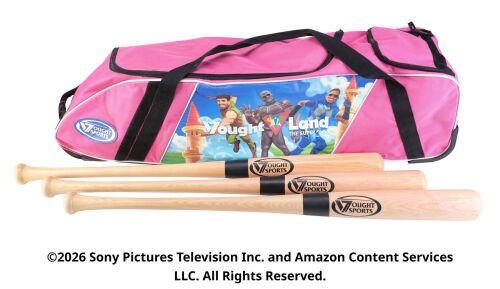 Lot #321: Set of Three Blood-Stained Baseball Bats and VoughtLand Bag ### THE BOYS (T.V. SERIES, 2019 - 2026)