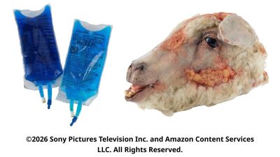 Lot #390: Pair of Compound V Intravenous Bags and Virus Infected Sheep's Head ### THE BOYS (T.V. SERIES, 2019 - 2026)
