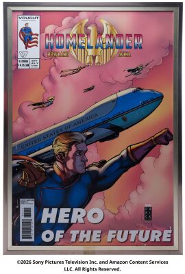 Lot #95: Homelander Oversized Framed Comic Book Cover ### THE BOYS (T.V. SERIES, 2019 - 2026)