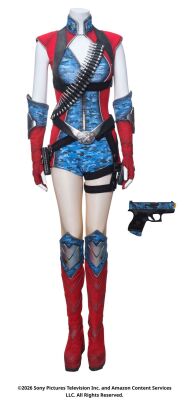 Lot #410: Firecracker's Season 5 Screen- and Photo-Matched Hero Supe Costume with Rubber Pistol ### THE BOYS (T.V. SERIES, 2019 - 2026)