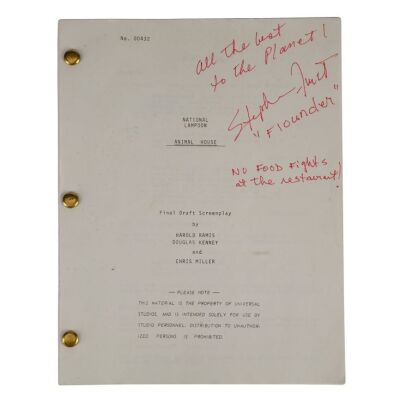 26. Stephen Furst-Autographed Screenplay ### NATIONAL LAMPOON'S ANIMAL HOUSE (1978)