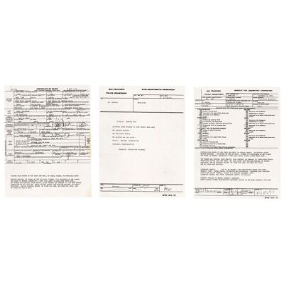 46. Johnny Boz's (Bill Cable) Death Certificate, Murder Memorandum, and Autopsy Report ### BASIC INSTINCT (1992)