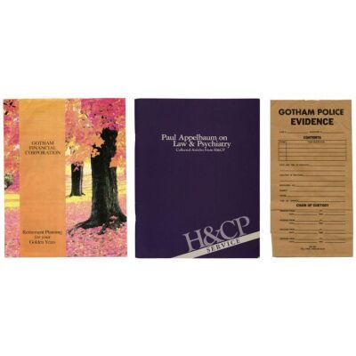 60. Gotham Monthly Magazine Cover with H&CP Service Booklet, and Gotham PD Evidence Bag ### BATMAN FOREVER (1995)