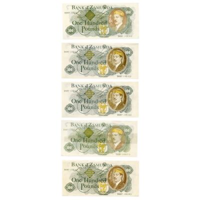 113. Set of Five &pound;100 Bank of Zamunda Bills ### COMING TO AMERICA (1988)