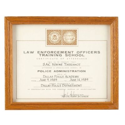 203. Agent Wayne Tarrance's (Ed Harris) Framed FBI Training School Certificate of Attendance ### FIRM, THE (1993)
