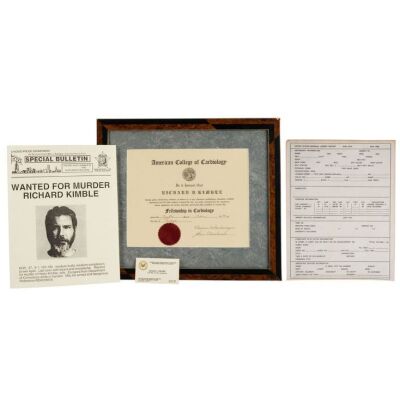 231. Dr. Richard Kimble's (Harrison Ford) Diploma and Wanted Poster with Deputy U.S. Marshal Sam Gerard's (Tommy Lee Jones) Card and Paperwork ### FUGITIVE, THE (1993)