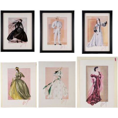 254. Set of Six Walter Plunkett-Signed Costume Design Art Prints ### GONE WITH THE WIND (1939)