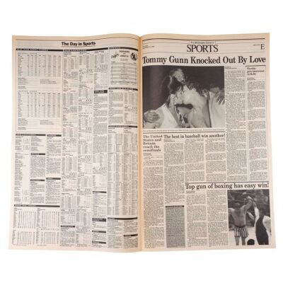 501. Production-Made "Tommy Gunn Knocked Out By Love" Philadelphia Chronicle Newspaper Cover ### ROCKY V (1990)