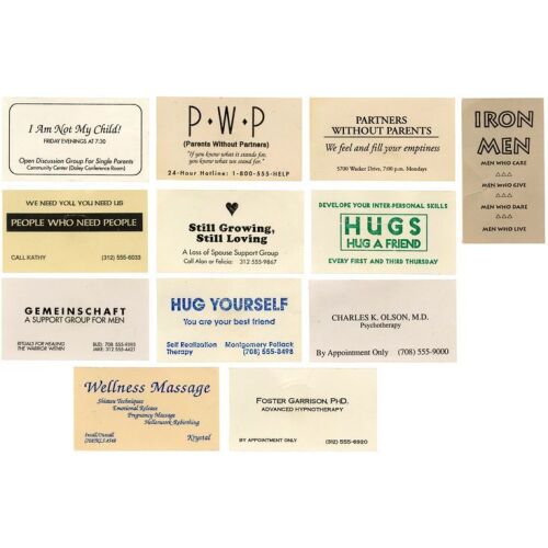 528. Sam Baldwin's (Tom Hanks) Set of 12 Support Group Business Cards ### SLEEPLESS IN SEATTLE (1993)