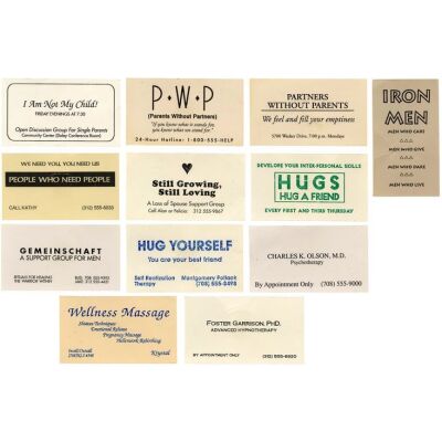 528. Sam Baldwin's (Tom Hanks) Set of 12 Support Group Business Cards ### SLEEPLESS IN SEATTLE (1993)