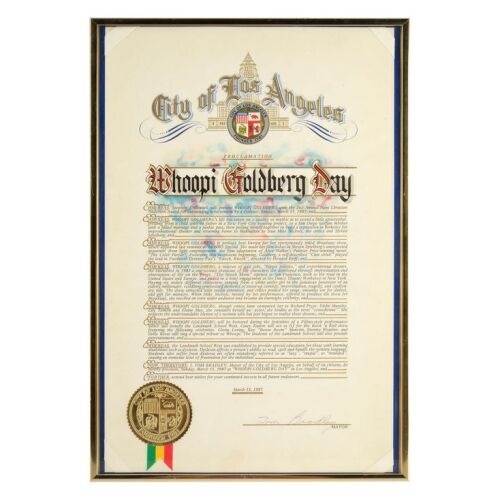 246. Tom Bradley-Signed Framed City of Los Angeles "Whoopi Goldberg Day" Proclamation ### WHOOPI GOLDBERG