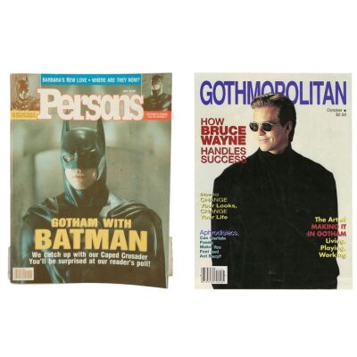 59. Persons "Gotham with Batman" Magazine Cover with Gothmopolitan "How Bruce Wayne Handles Success" Magazine Cover featuring Batman (Val Kilmer) and Bruce Wayne (Val Kilmer) ### BATMAN FOREVER (1995)