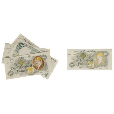 114. &pound;100 Bank of Zamunda Bill with Stack of Four Bills ### COMING TO AMERICA (1988)
