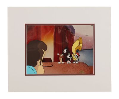 2. Yakko, Wakko and Dot Original Production Cel from "Pun For Hire" on Studio Printed Photographic Background Signed by Tom Ruegger ### ANIMANIACS (TV SERIES, 1993-1998)