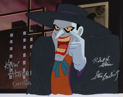 11. The Joker Original Production Cel on Studio Printed Photographic Background Signed by Dan Riba, Kevin Altieri, Robert N. Skir, and Stan Berkowitz ### BATMAN: MASK OF THE PHANTASM (1993)