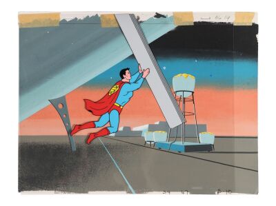 40. Superman Flies the Steel Girder Original Production Cel on Hand-Painted Key Master Production Background ### NEW ADVENTURES OF SUPERMAN, THE (TV SERIES, 1966-1970)