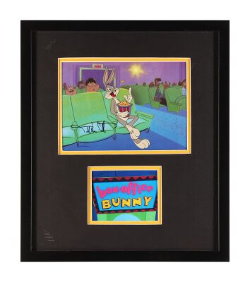 46. Framed Bugs Bunny Publicity Cel from "Bugs Bunny at the Movies" on Printed Presentation Background Signed by Darryl Van Citters ### BOX-OFFICE BUNNY (SHORT 1990)