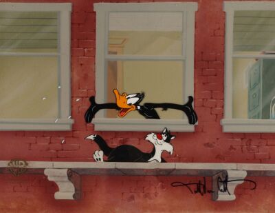 50. Daffy Duck, Sylvester Original Production Cel on Studio Printed Photographic Background Signed by Darrell Van Citters ### DAFFY DUCK'S QUACKBUSTERS (1988)