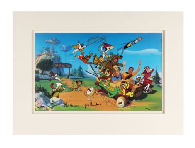 107. Bill, Joe and the Gang Hand-Painted Limited Edition No. 17/20 on Studio Printed Lithographic Background Signed by Bill Hannah and Joe Barbera ### HANNA-BARBERA