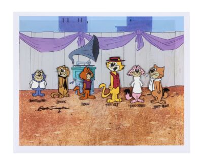 138. Benny the Ball, Spook, Brain, Top Cat, Choo Choo, Fancy Fancy Hand-Painted Model Cel on Fine Art Gicl&eacute;e Background Signed by Bob Singer ### TOP CAT (1961)