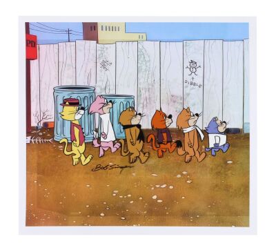 139. Top Cat, Benny The Ball, Spook, Brain, Choo Choo, Fancy Fancy Hand-Painted Model Cel on Fine Art Gicl&eacute;e Background Signed by Bob Singer ### TOP CAT (1961)