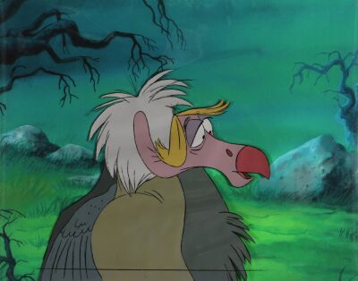 Lot # 174. Flaps Original Production Cel on Printed Presentation Background ### JUNGLE BOOK, THE (1967)