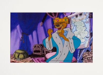 208. Prince John Original Production Cel on Printed Presentation Background ### ROBIN HOOD (1973)