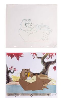 242. Owl Original Production Cel and Matching Drawing on Printed Presentation Background ### WINNIE THE POOH AND A DAY FOR EEYORE (1983)