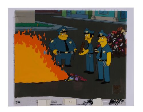 284. Chief Wiggum, Lou and Eddie Original Production Cels from "Sweets and Sour Marge" on Studio Printed Lithographic Background ### SIMPSONS, THE (TV SERIES, 1989-PRESENT)