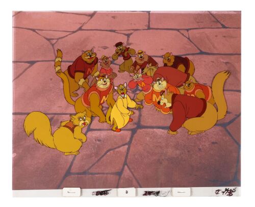 319. Warren T. Cat, The Mott Street Maulers and Fievel Mousekewitz Original Production Cel on Printed Presentation Background ### AN AMERICAN TAIL (1986)