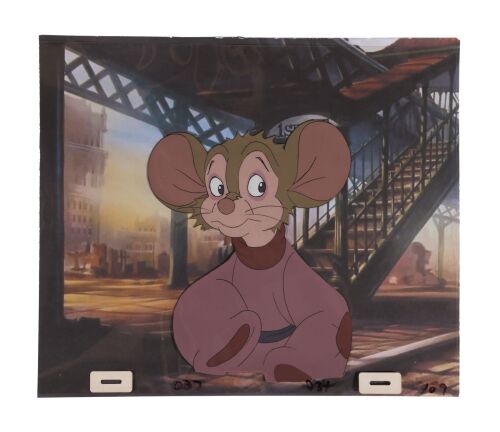 322. Fievel Mousekewitz Original Production Cel on Printed Presentation Background ### AN AMERICAN TAIL (1986)